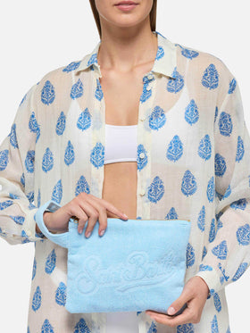 Hellblaue Pareasy-Pochette mit Saint Barth-Logo aus Jacquard