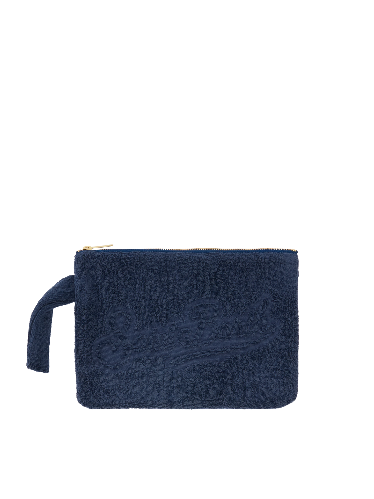 Navy blue Pareasy pochette with jacquard Saint Barth logo - MC2 Saint Barth