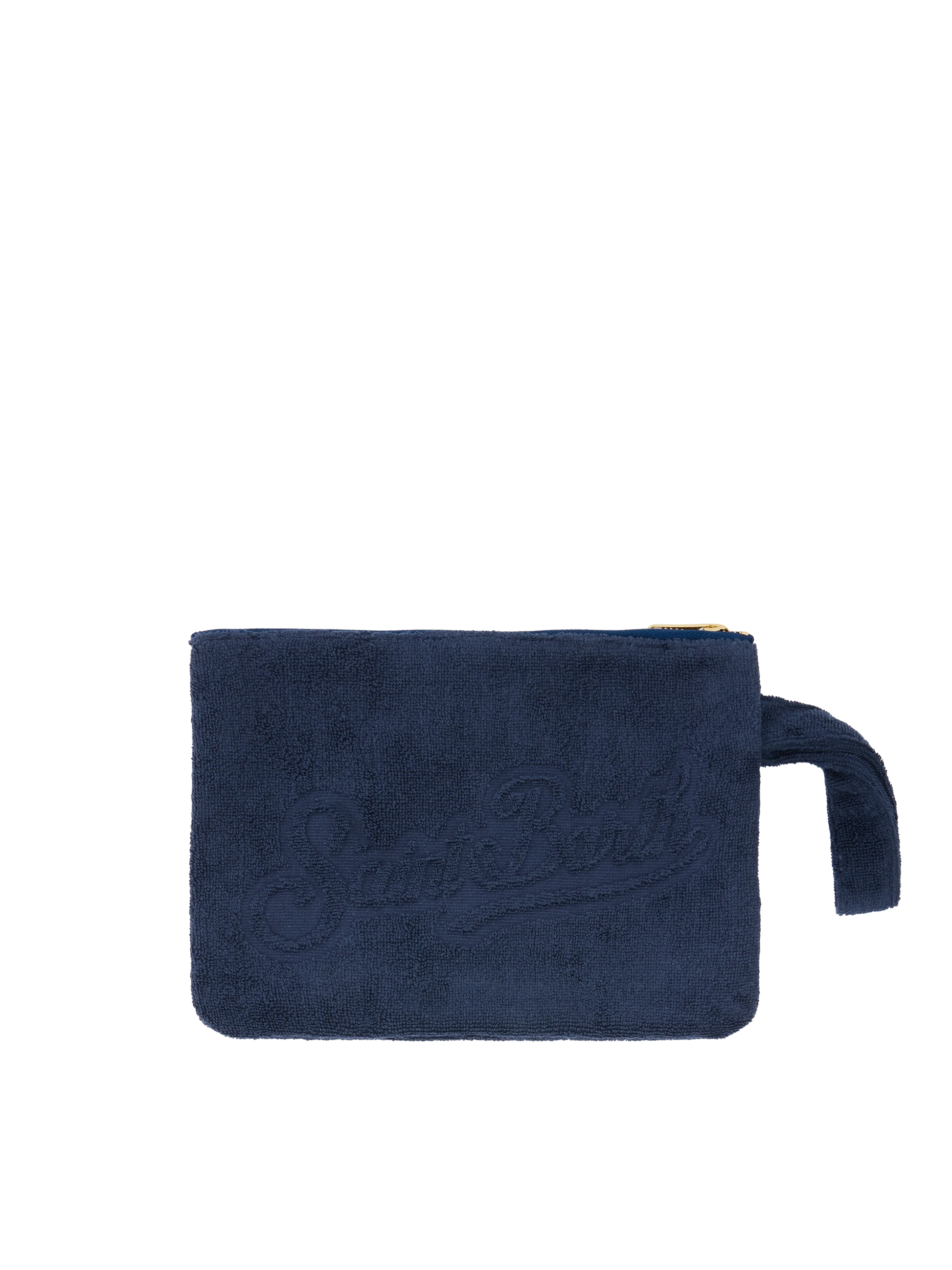 Navy blue Pareasy pochette with jacquard Saint Barth logo - MC2 Saint Barth