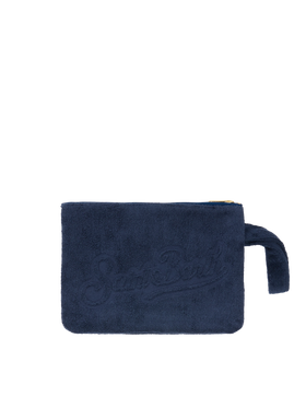 Navy blue Pareasy pochette with jacquard Saint Barth logo - MC2 Saint Barth