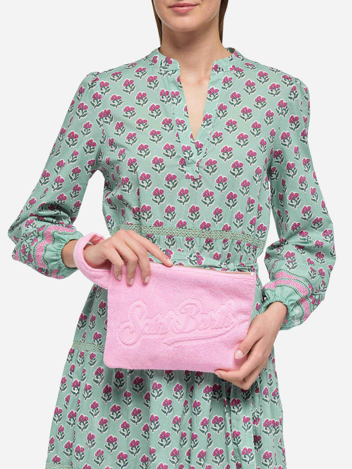 Rosa Pareasy-Pochette mit Saint Barth-Logo aus Jacquard