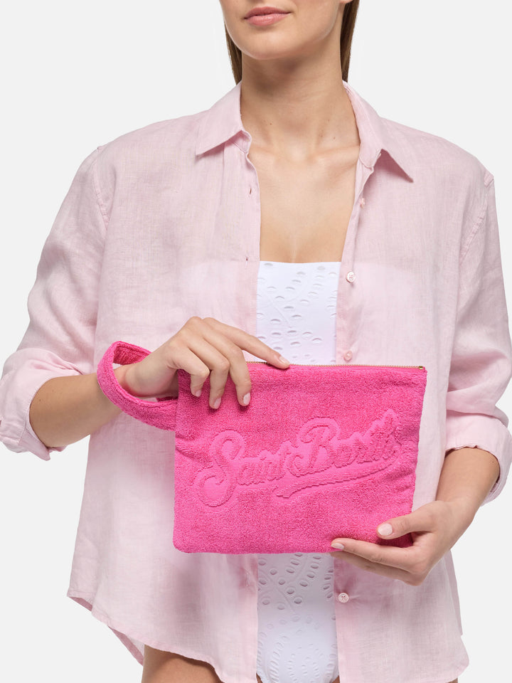 Fuchsiafarbene Pareasy-Pochette mit Saint Barth-Logo aus Jacquard