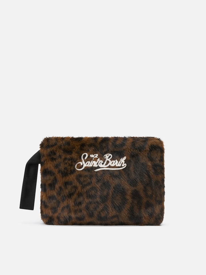 Pareasy Kunstpelz pochette mit Leopardenprint 
