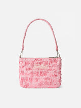 Pink tweed pouch Mini Parisienne with handle