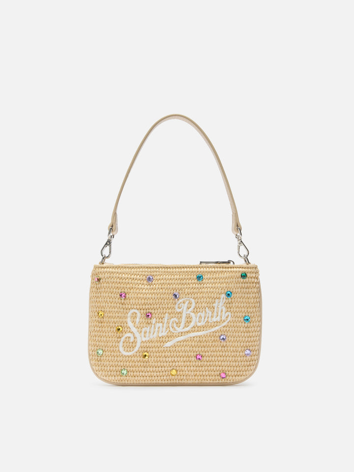Pouch Mini Parisienne con correa de hombro extraíble y strass multicolor 