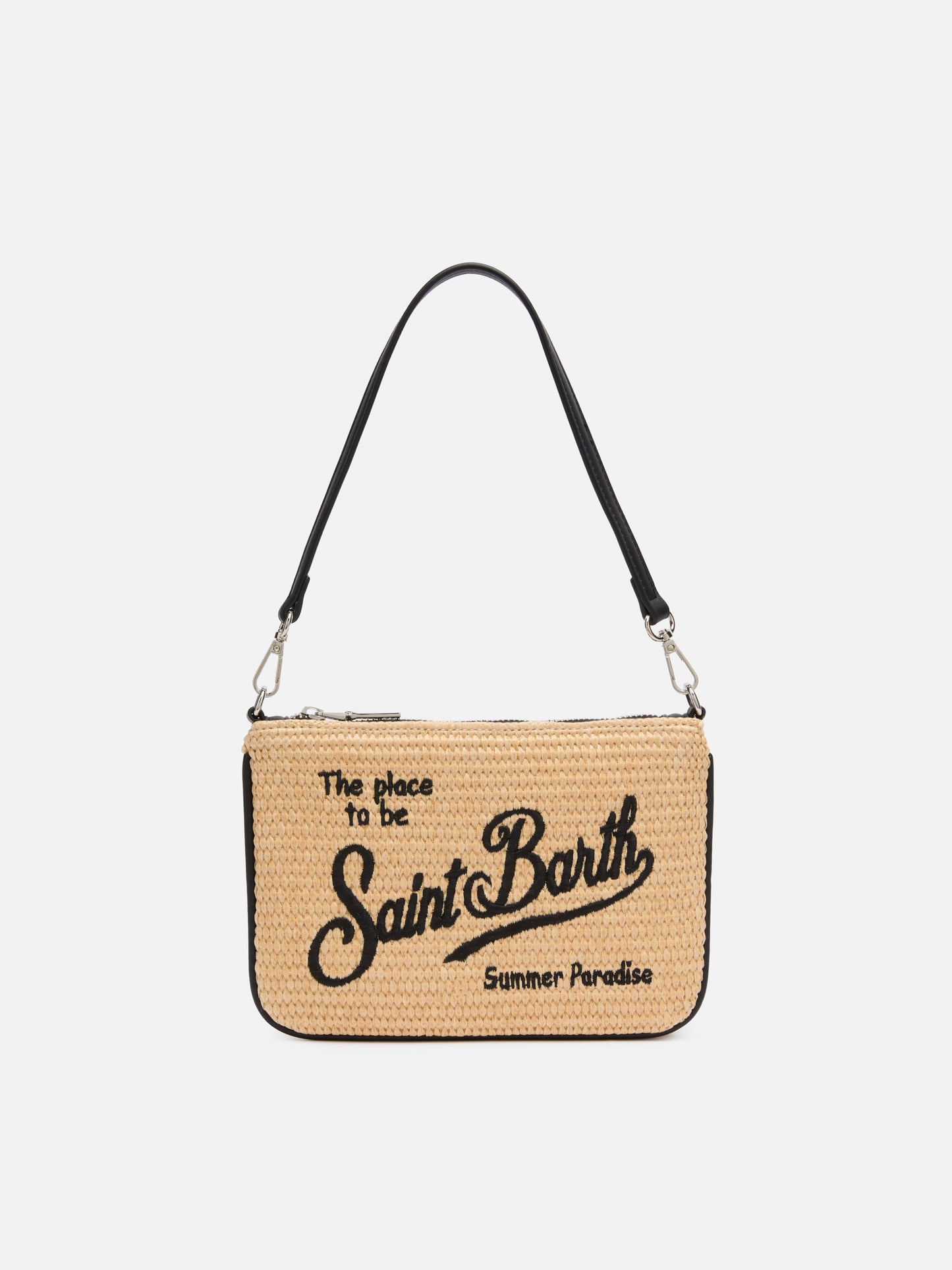 Beige Parisienne Straw mini pouch bag