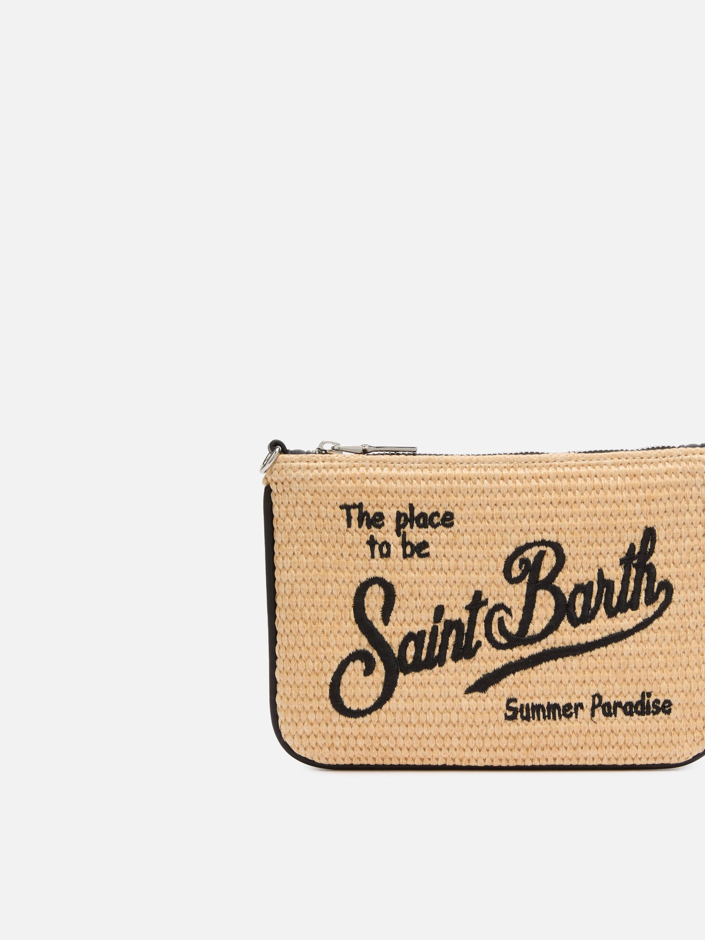 Beige Parisienne Straw mini pouch bag