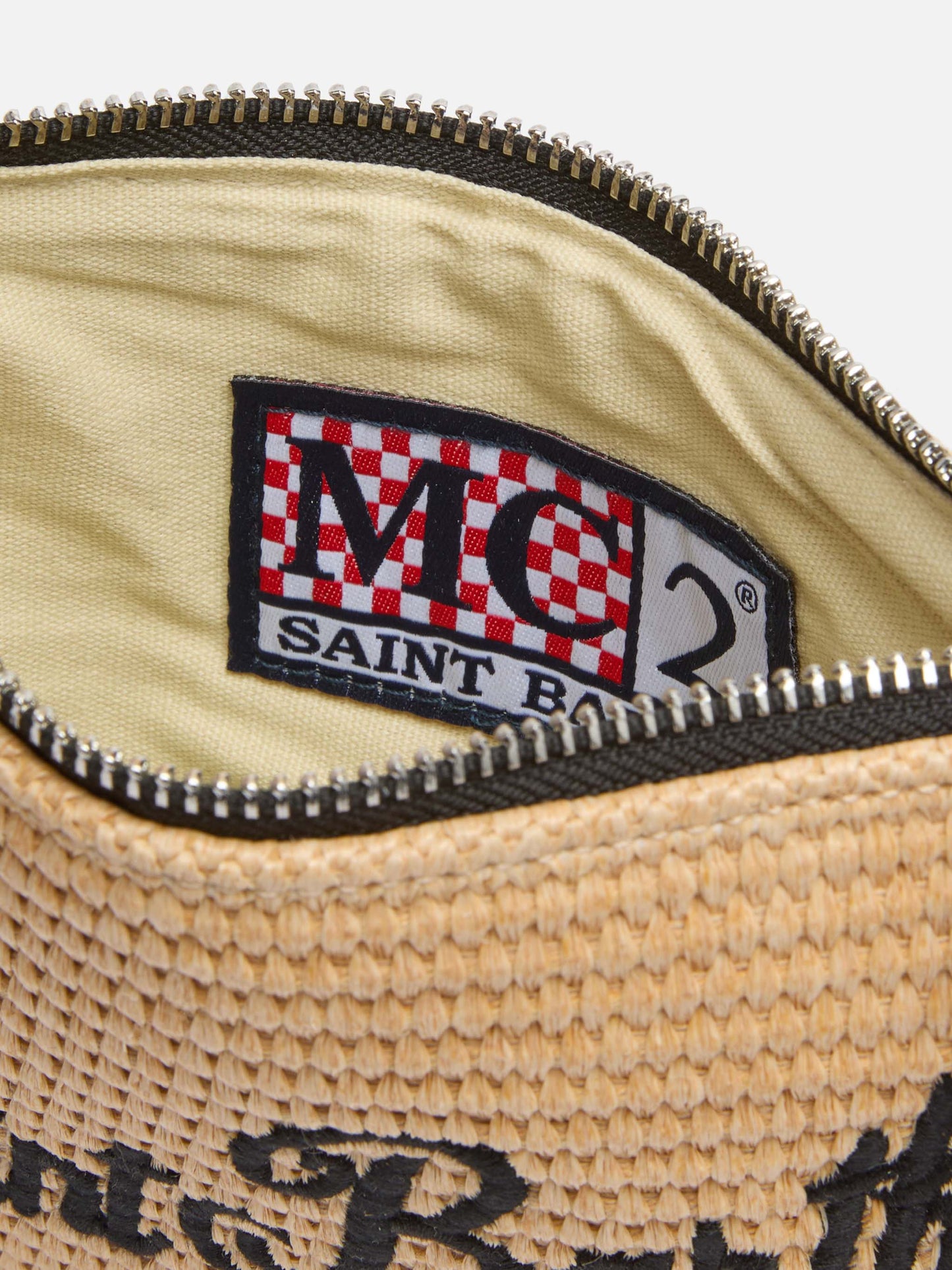 Beige Parisienne Straw mini pouch bag