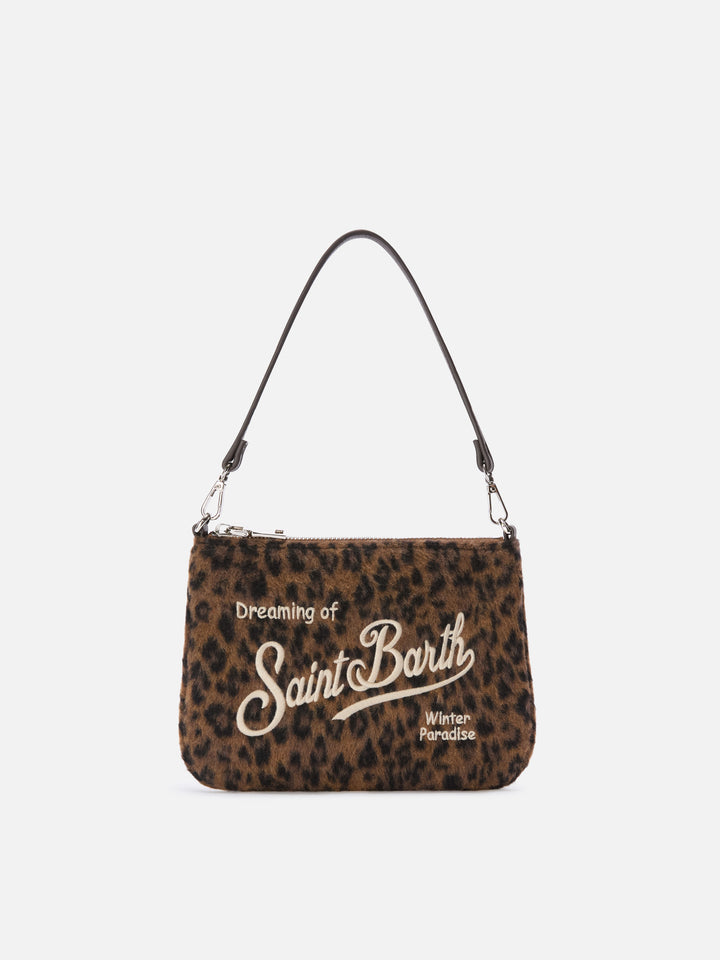 Mini sac porté épaule Parisienne en feutre avec imprimé léopard 