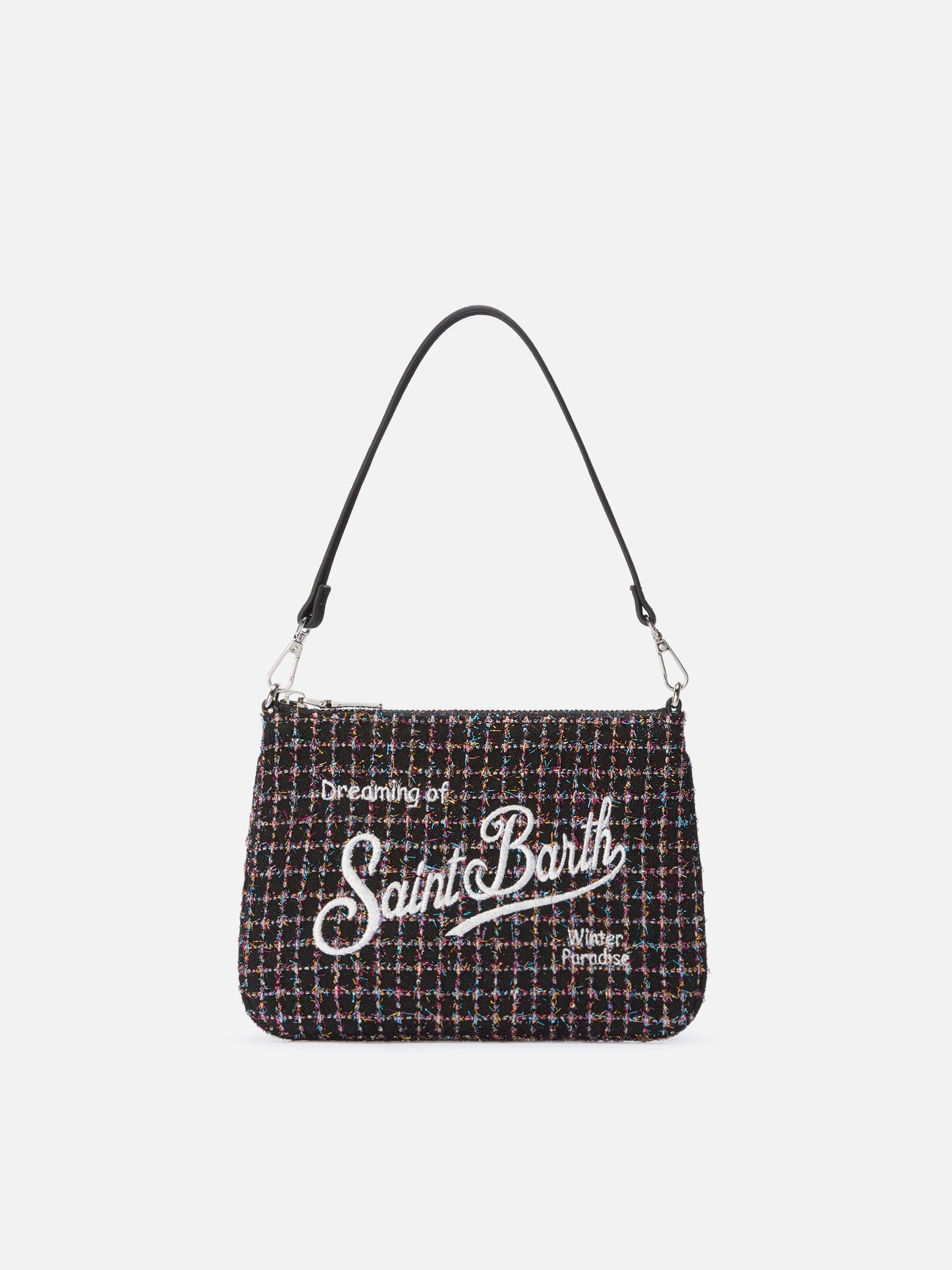 Borsetta a spalla Parisienne Mini Tweed nera shiny