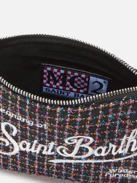 Borsetta a spalla Parisienne Mini Tweed nera shiny