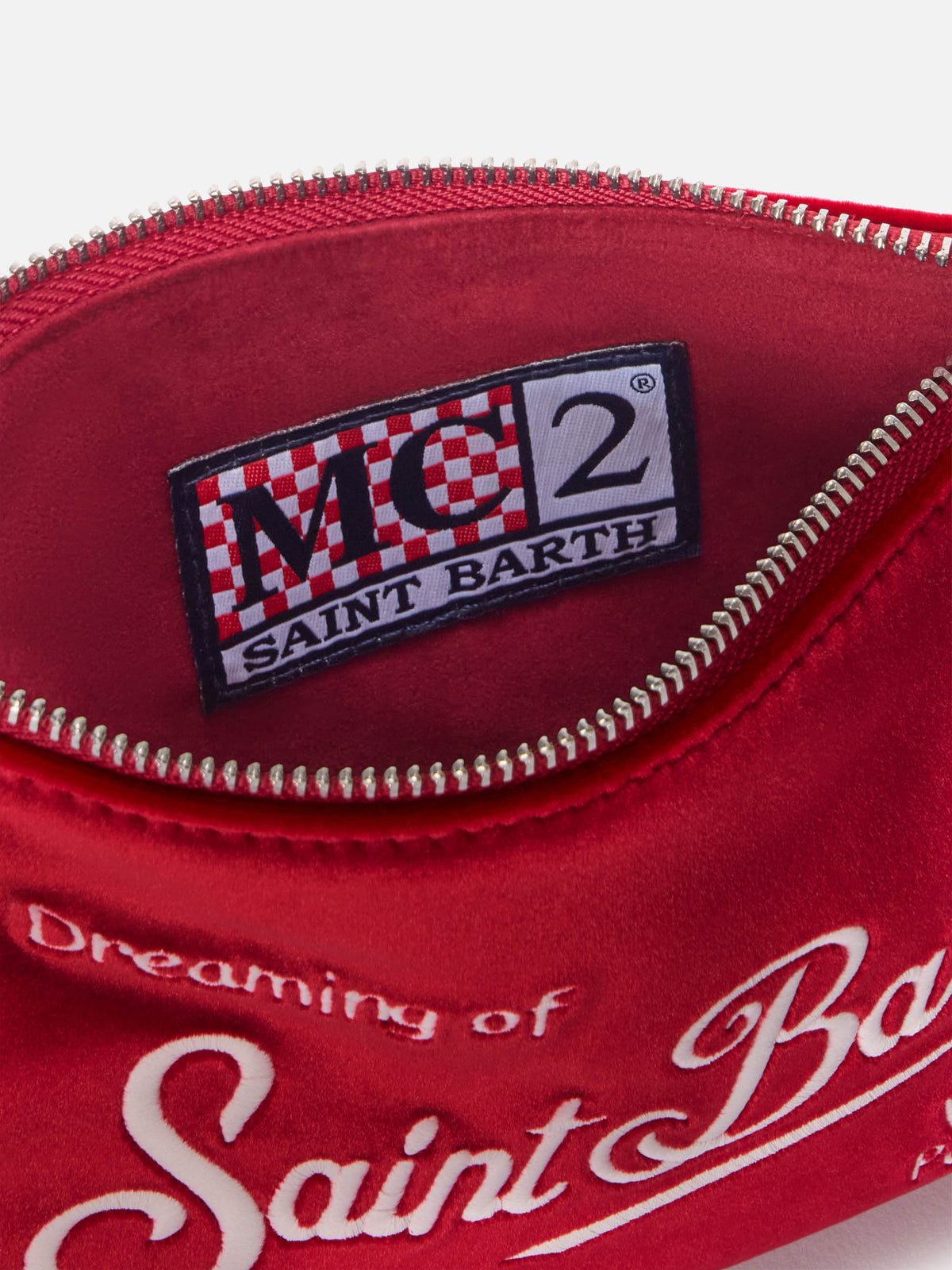 Bordeaux Mini Parisienne velvet shoulder bag with logo embroidery