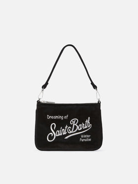 Parisienne Mini-Umhängetasche aus schwarzem Samt