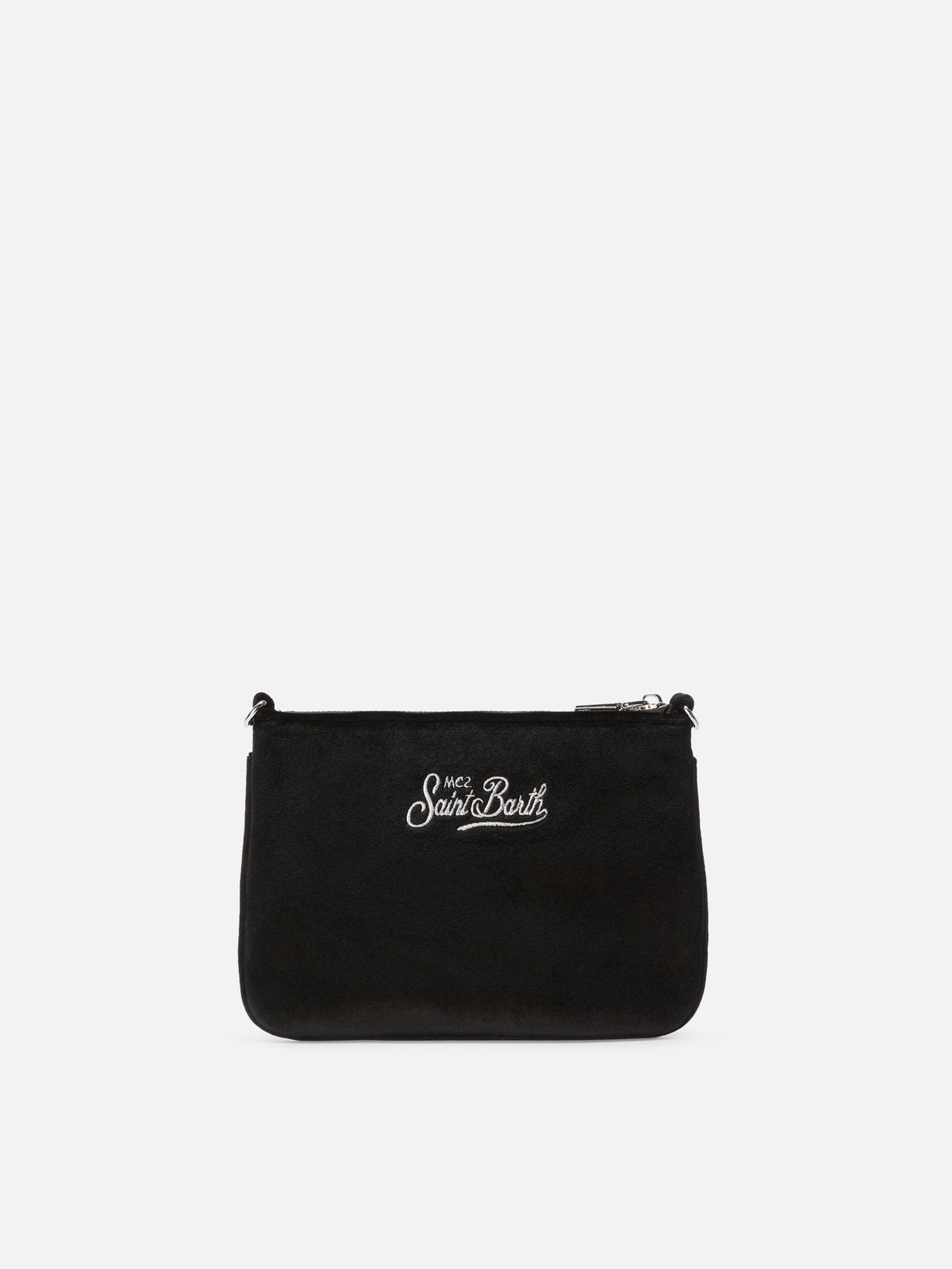 Black Mini Parisienne velvet shoulder bag with logo embroidery
