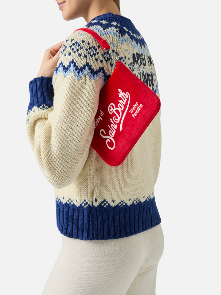 Parisienne Mini-Umhängetasche aus rotem Samt