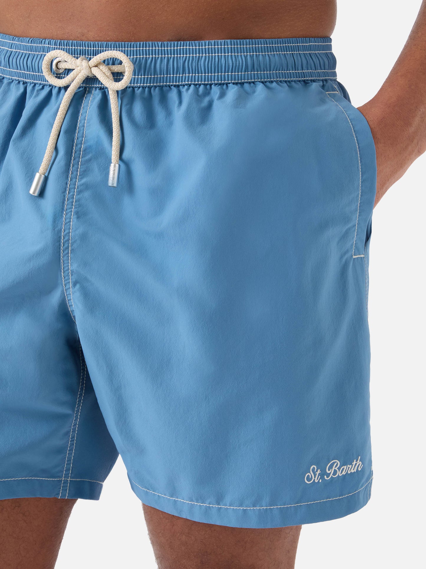 Patmos swim shorts in solid dusty blue