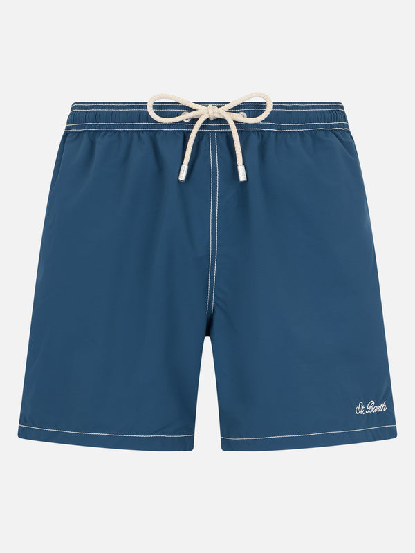 Herren himmelblaue mittellange Badeshorts Patmos