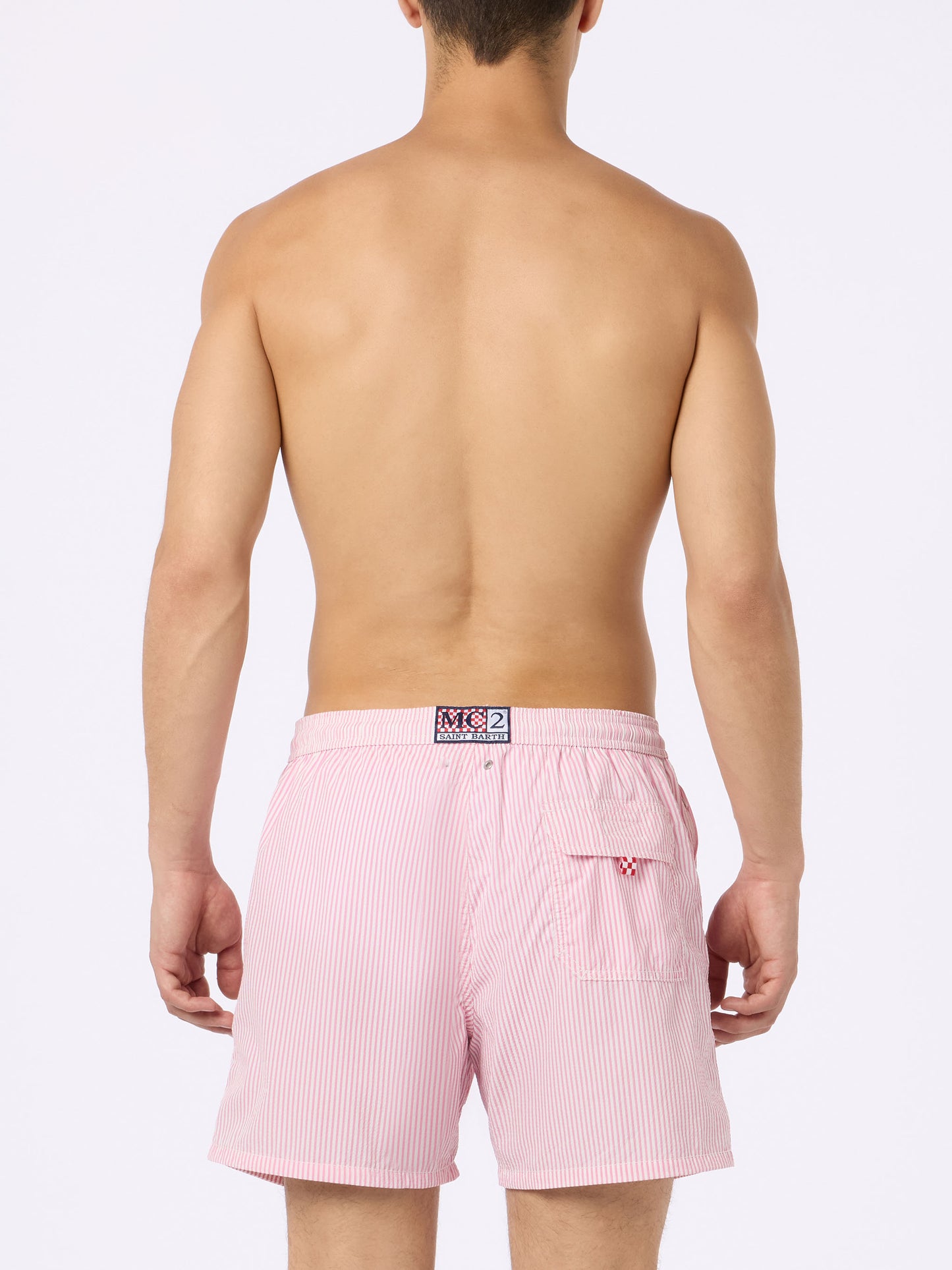 Costume classico leggero Patmos in seersucker a righe rosa