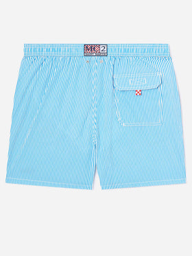 Patmos seersucker striped swim shorts in bluette and white