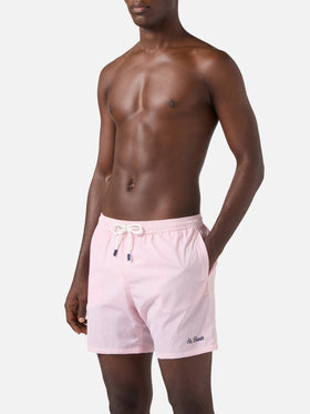 Patmos seersucker striped swim shorts in pink and white