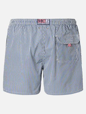 Costume classico leggero Patmos in seersucker a righe blu
