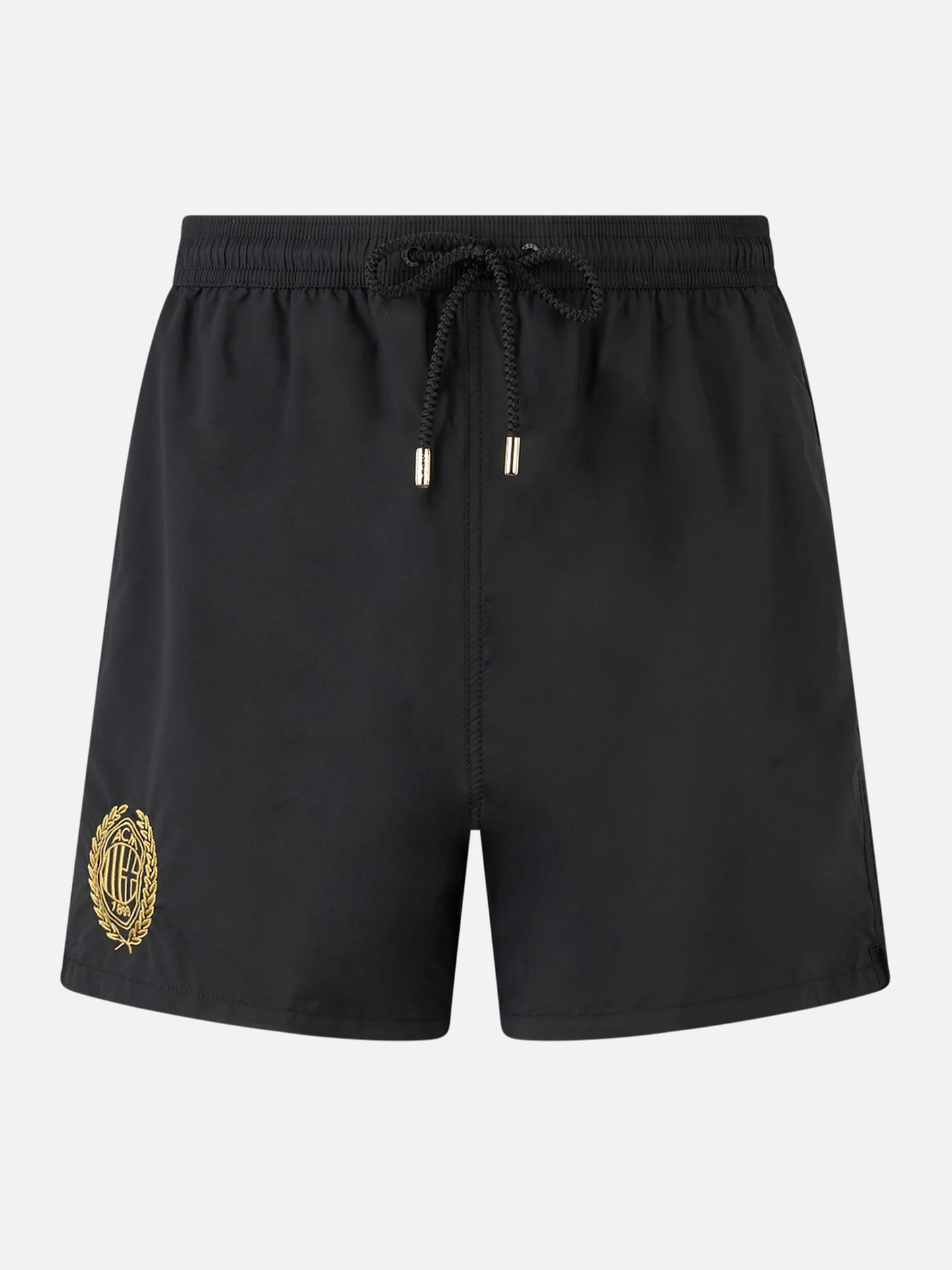 Black classic light swim shorts Patmos with Milan 125 embroidery | AC MILAN 125 SPECIAL EDITION