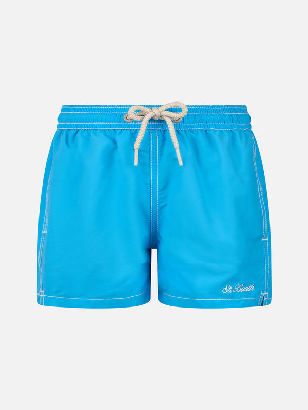 Aquablaue mittellange Badeshorts für Jungen Patmos Jr