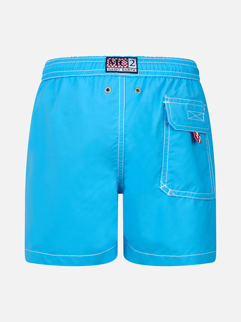 Aquablaue mittellange Badeshorts für Jungen Patmos Jr