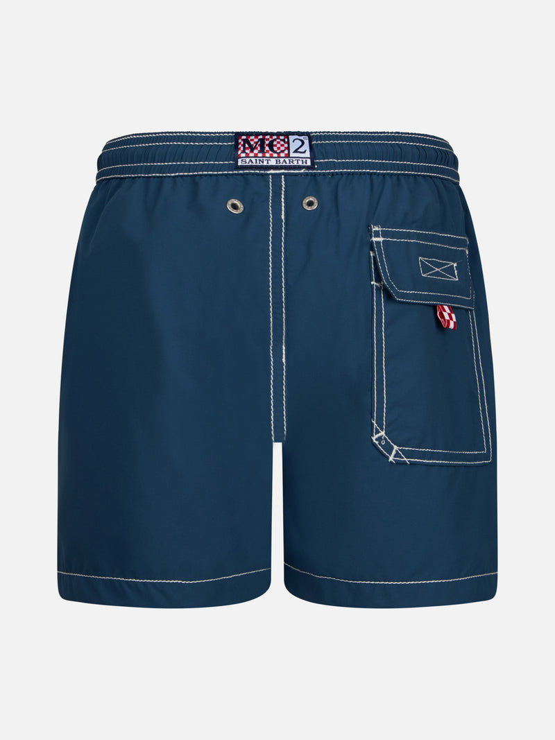 Boy navy blue mid-length swim shorts Patmos Jr