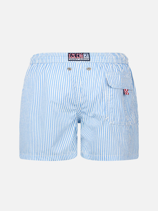 Patmos Jr seersucker striped mid-length swim shorts