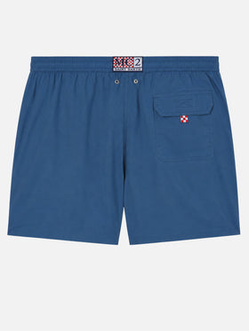 Bañador Patmos en azul marino blue con efecto desgastado y bordado del logo 