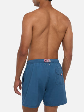 Bañador Patmos en azul marino blue con efecto desgastado y bordado del logo 