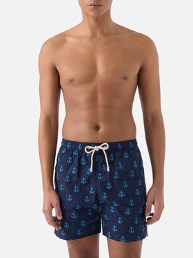 Patmos swim shorts in blue with all-over anchor print