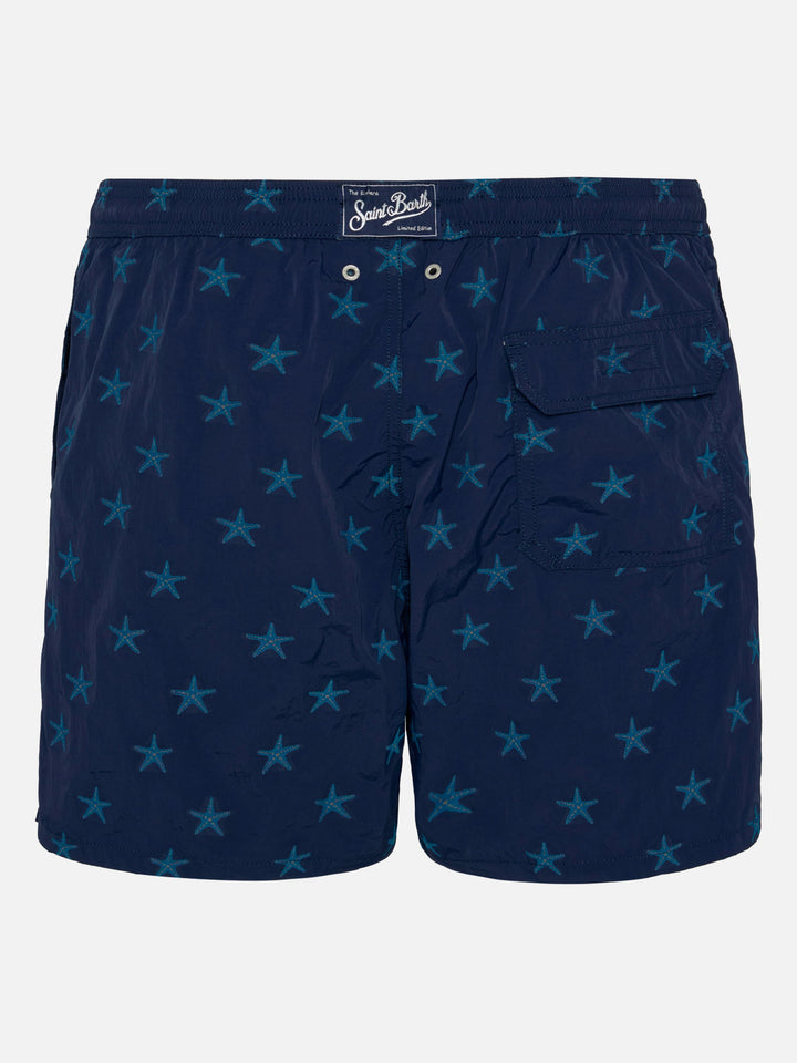 Mittellange Badeshorts Patmos The Riviera mit Allover-Seestern-Jacquard
