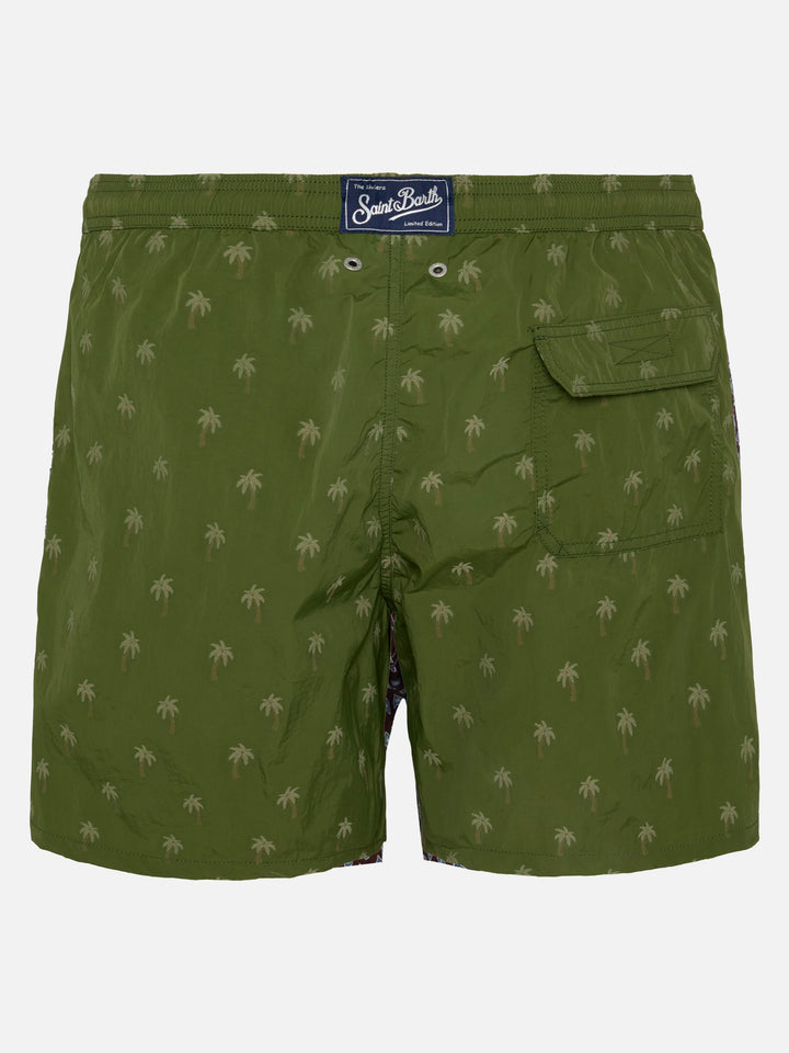 Mittellange Badeshorts Patmos The Riviera mit Palmen-Jacquard