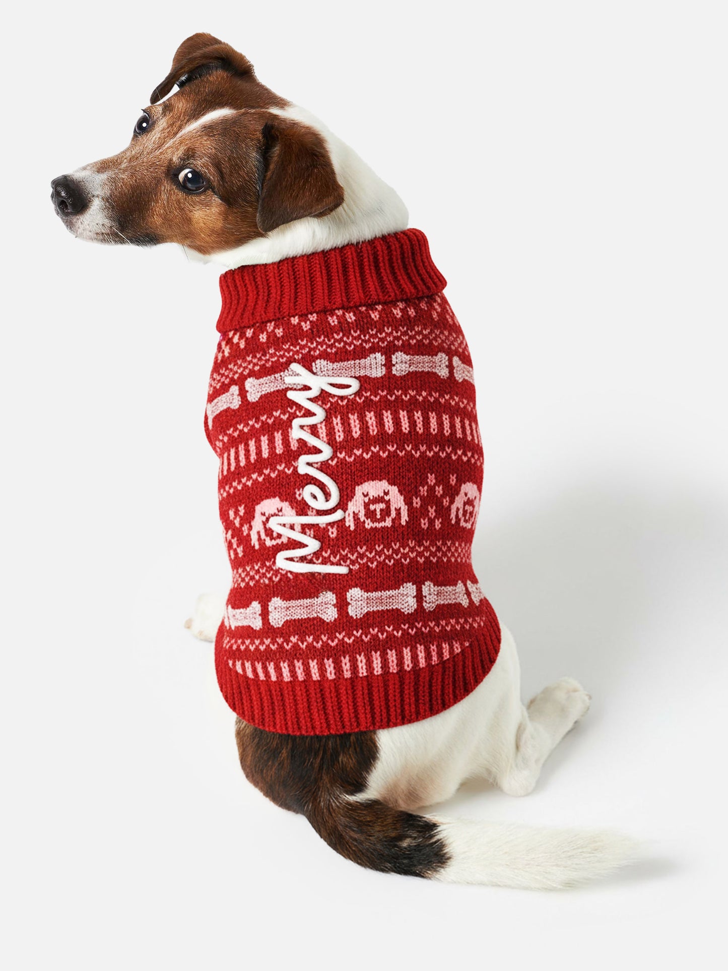 Dog sweater with  Merry embroidery