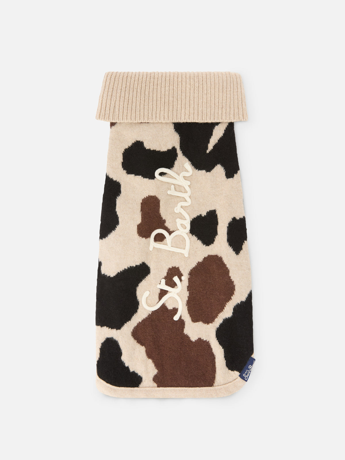 Pulldoger Hunde-Pullover mit Kuh-Print und Logostickerei 