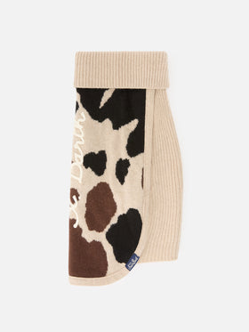 Pulldoger Hunde-Pullover mit Kuh-Print und Logostickerei 