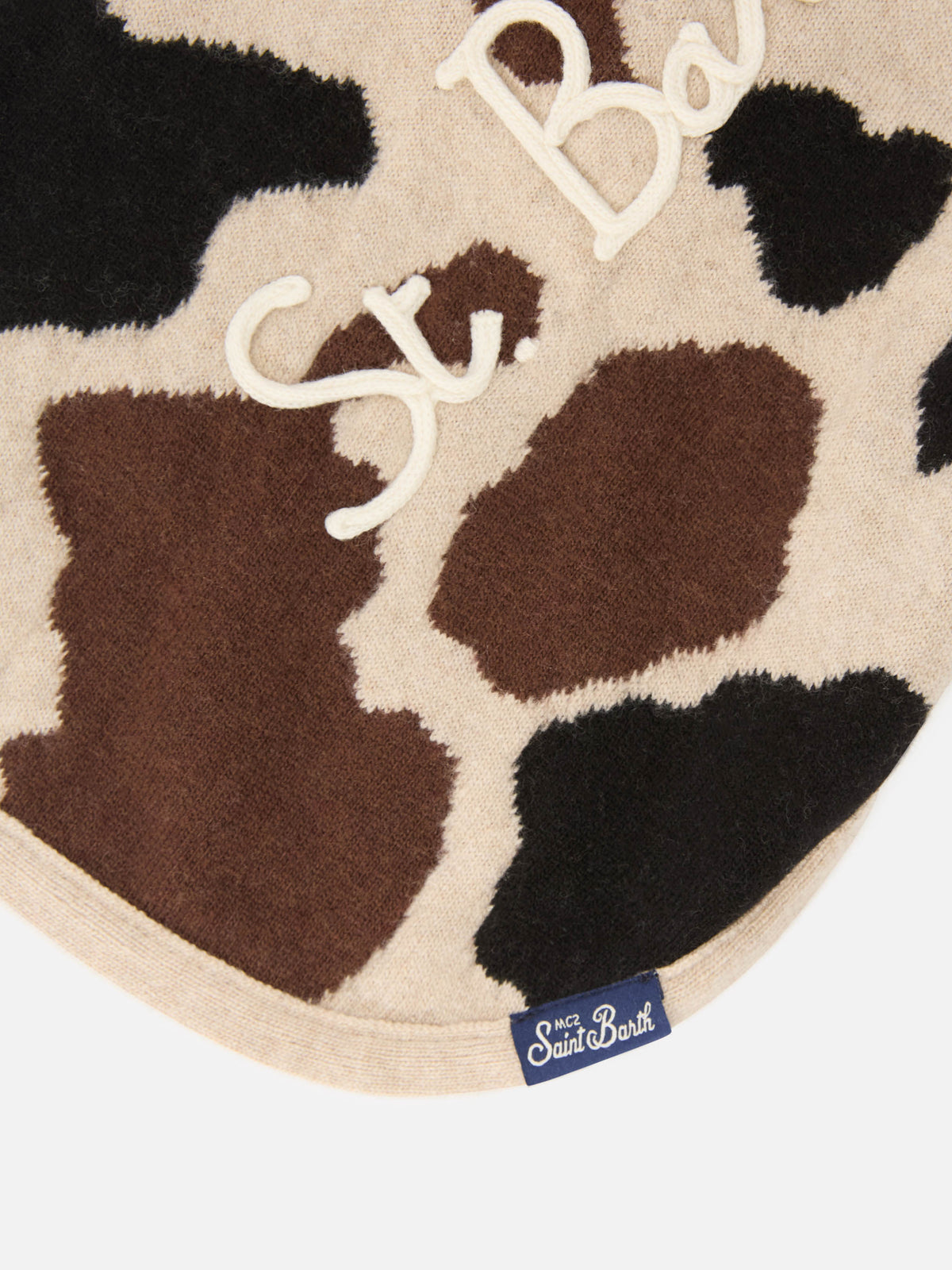 Pulldoger Hunde-Pullover mit Kuh-Print und Logostickerei 