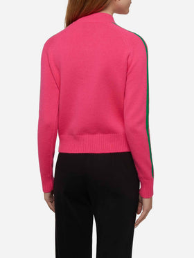 Woman half-turtleneck sweater with Apres ski embroidery