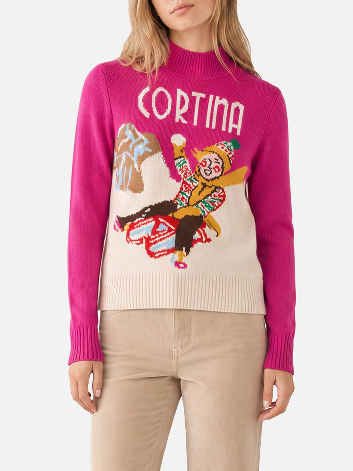 Fuchsia Peak Pullover mit Cortina-Print 