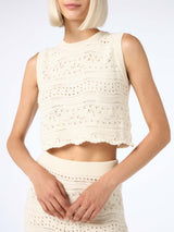 Woman sleeveless cotton knit top Peach