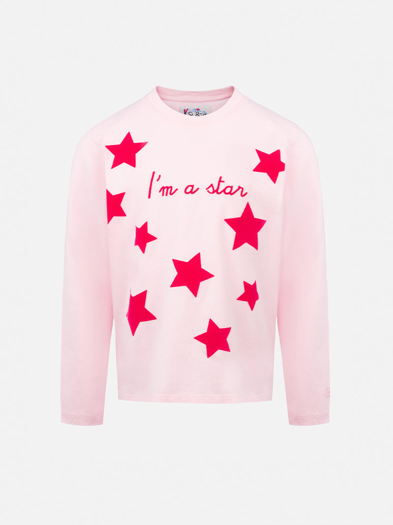 Girl pink long-sleeve t-shirt Penny with I'm a star embroidery