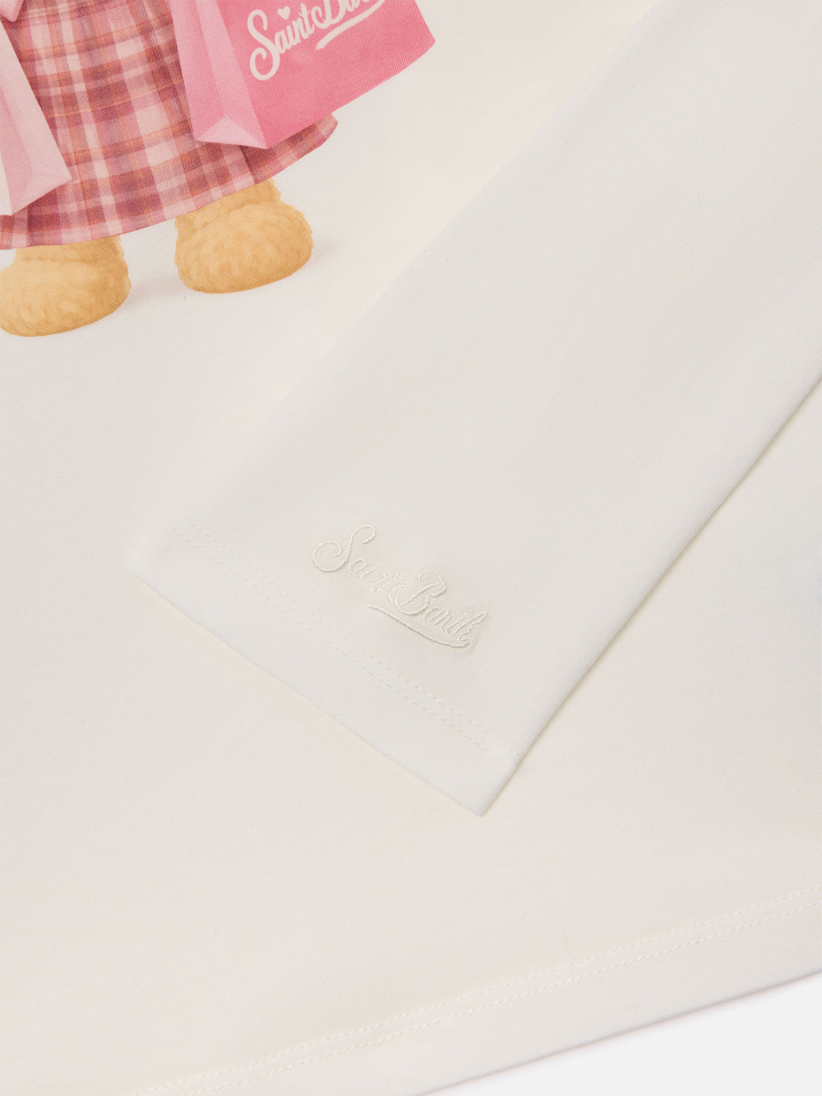 Langarm-T-Shirt White Penny aus Bio-Baumwolle mit Teddybär-Print 