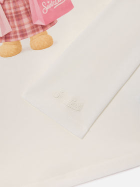 Langarm-T-Shirt White Penny aus Bio-Baumwolle mit Teddybär-Print 