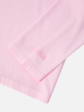 Penny Langarm-T-Shirt aus Baumwolle in Rosa mit Bella e Monella-Stickerei
