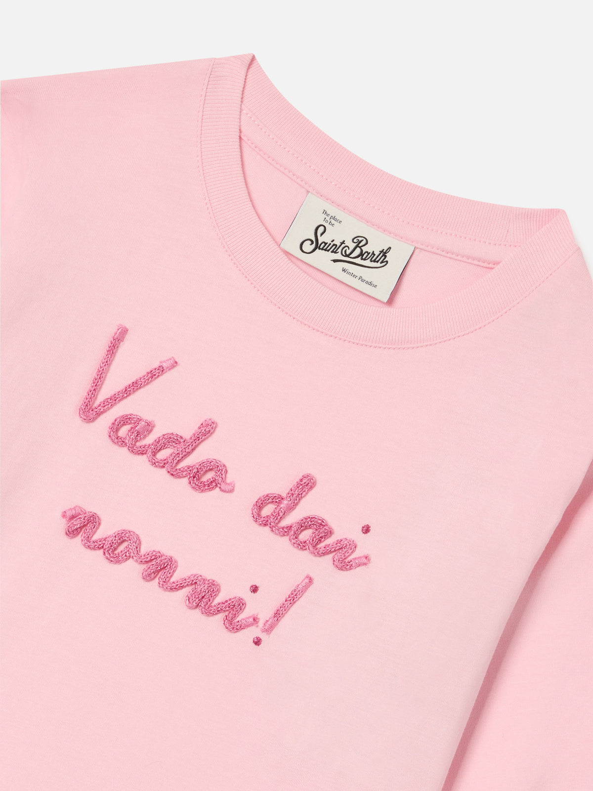 Pink Penny Langarm-T-Shirt aus Bio-Baumwolle mit Vado Dai Nonni-Stickerei 