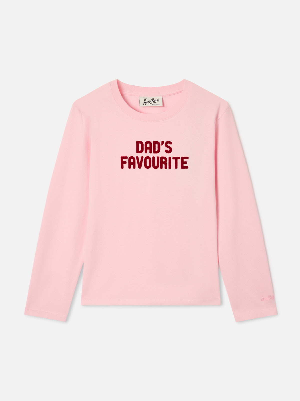Rosa Pink Penny Langarm-T-Shirt aus Baumwolle mit Dad's Favourite Flockprint 