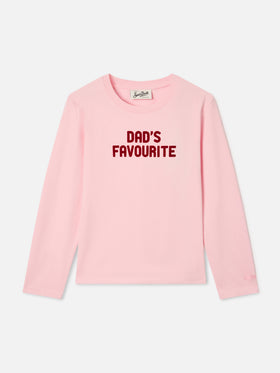 Rosa Pink Penny Langarm-T-Shirt aus Baumwolle mit Dad's Favourite Flockprint 
