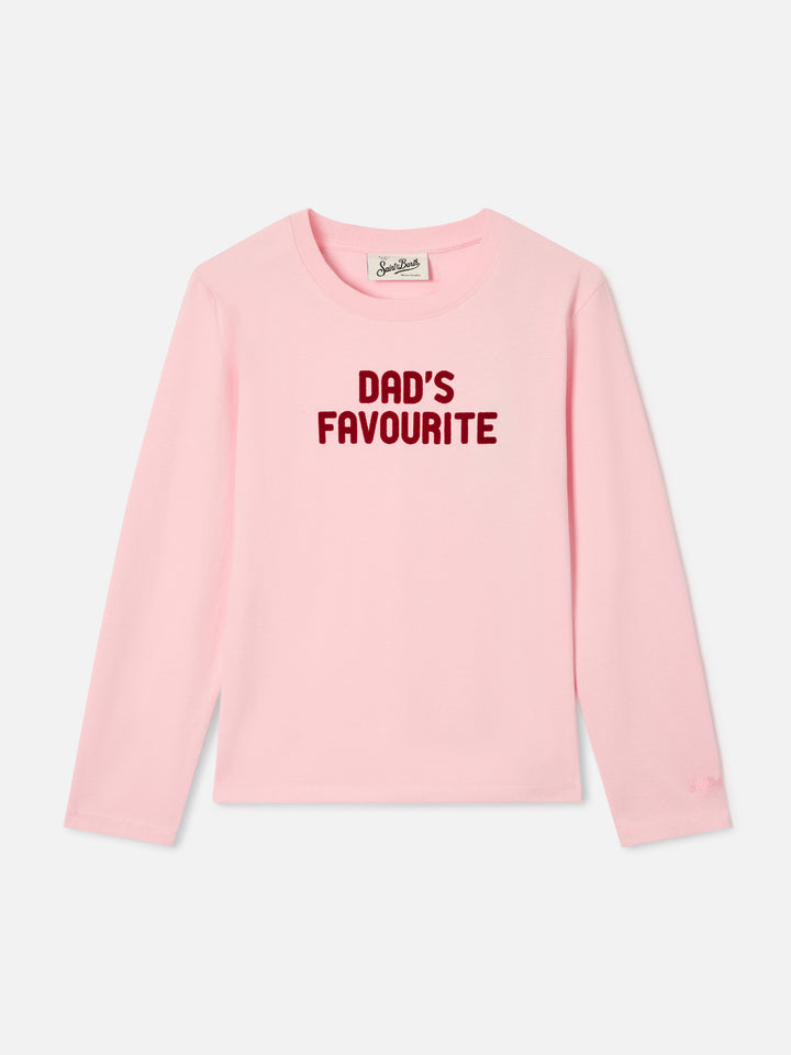 T-shirt à manches longues en coton Pink Penny avec imprimé flock Dad's Favourite 